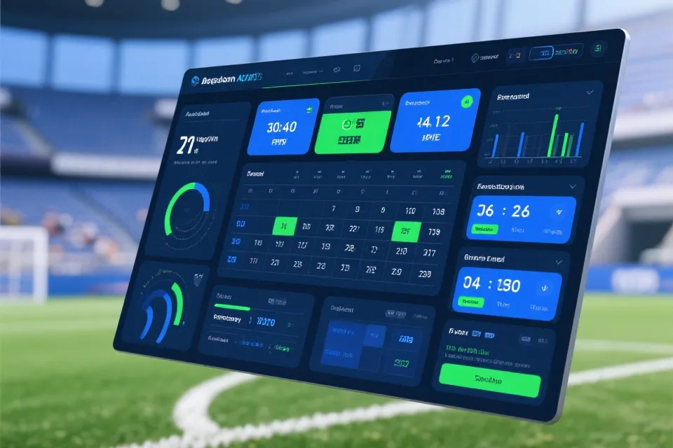 世界杯数据平台：赛程与数据看板示意图